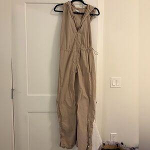 Zara Sleeveless Hooded Jumpsuit in Beige